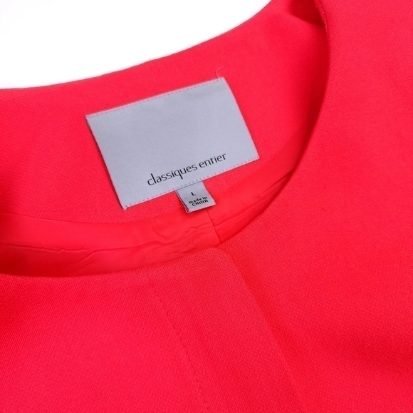 Classique Entiers Pink Red Long Jacket Coat Sz L - Picture 12 of 14